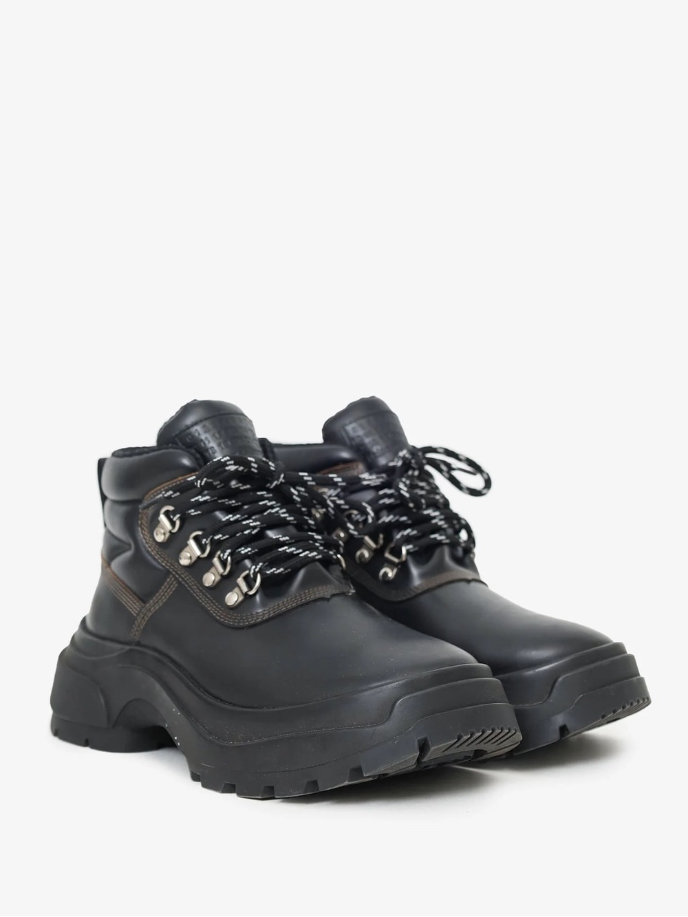 Maison Margiela Black Lug Sole Leather Hiking Boots Size 37 - Picture 3 of 6
